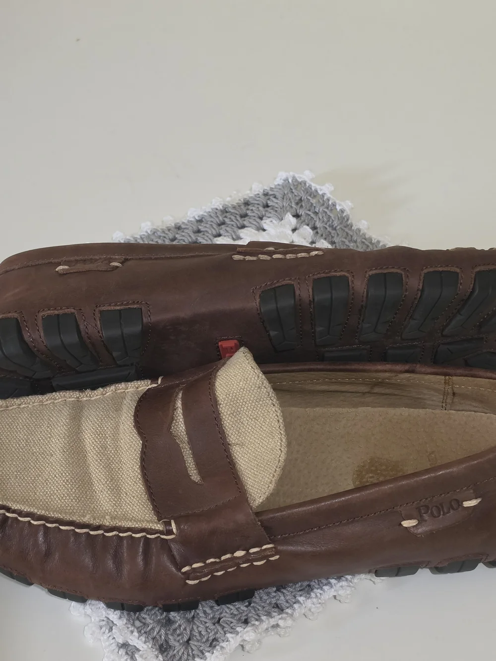 Polo Ralph Lauren Arkley Penny II Loafers Brown/Beige Canvas Leather US 9D